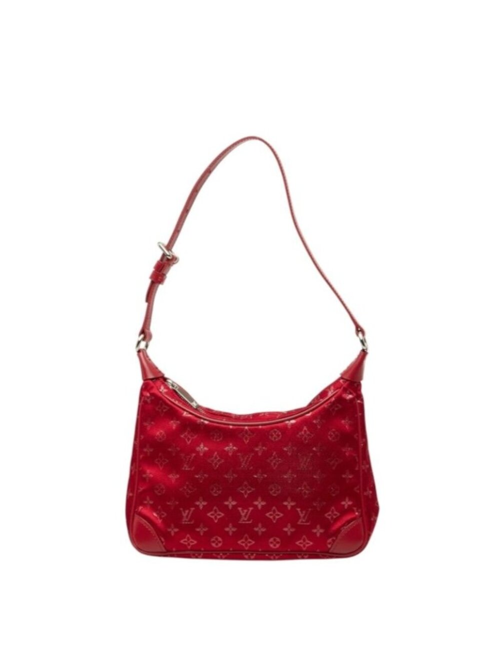 Louis Vuitton Monogram Satin Little Boulogne Handbag Bag Rouge Red